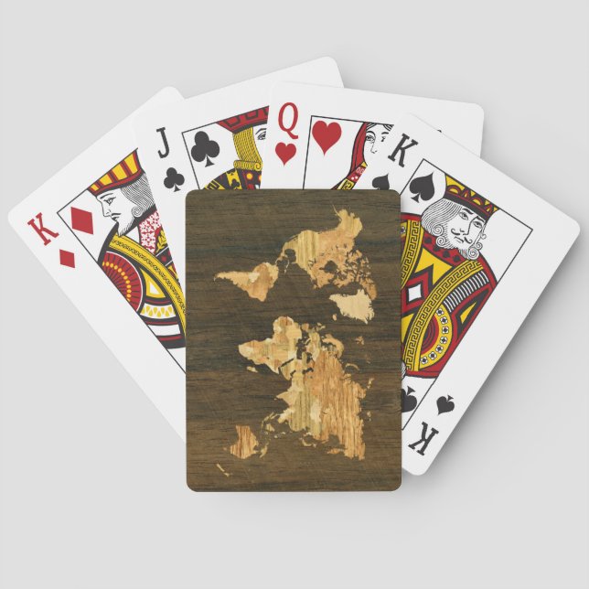 Wooden World Map Playing Cards (Back)