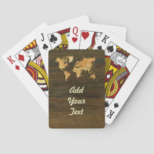 Wooden World Map Playing Cards