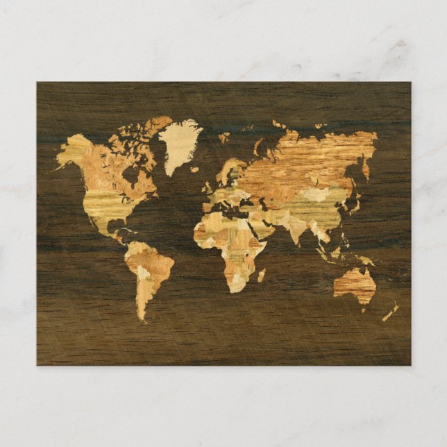 Wooden World Map Postcard (Front)