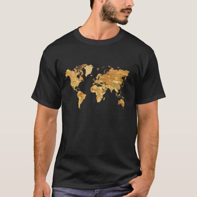 Wooden World Map T-Shirt (Front)