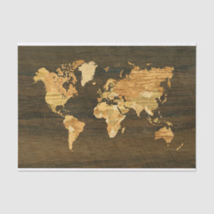 Wooden World Map Tissue Paper