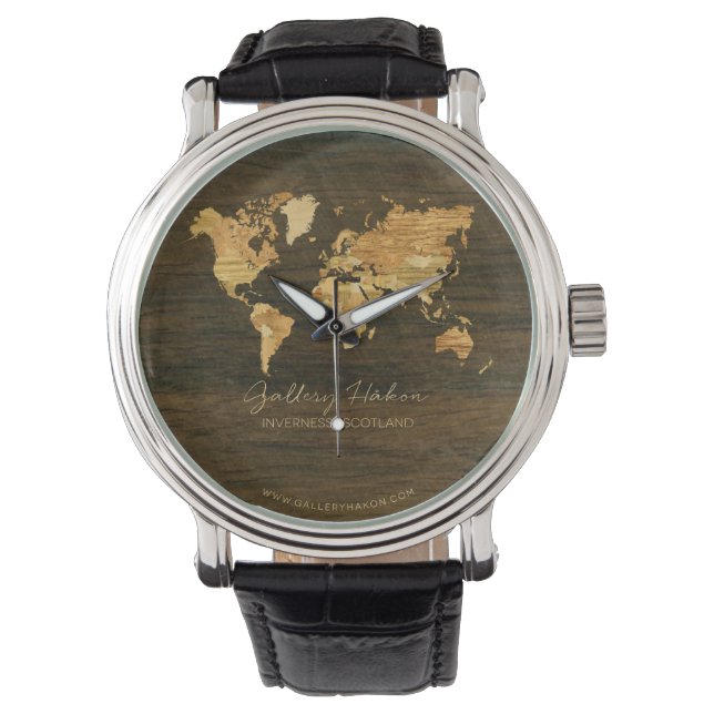 Wooden World Map Watch (Front)