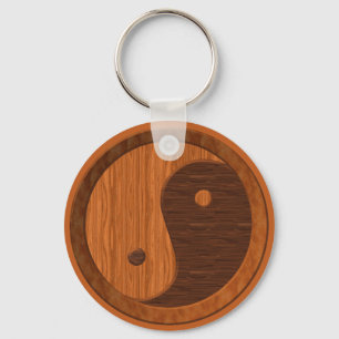 Wooden Yin Yang Key Ring