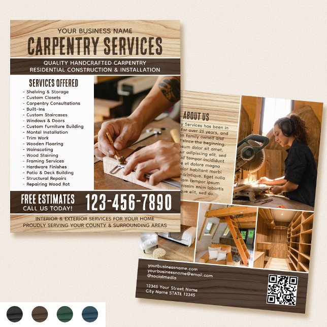 Woodgrain Carpenter Handyman Rustic Brown Flyer (Creator Uploaded)