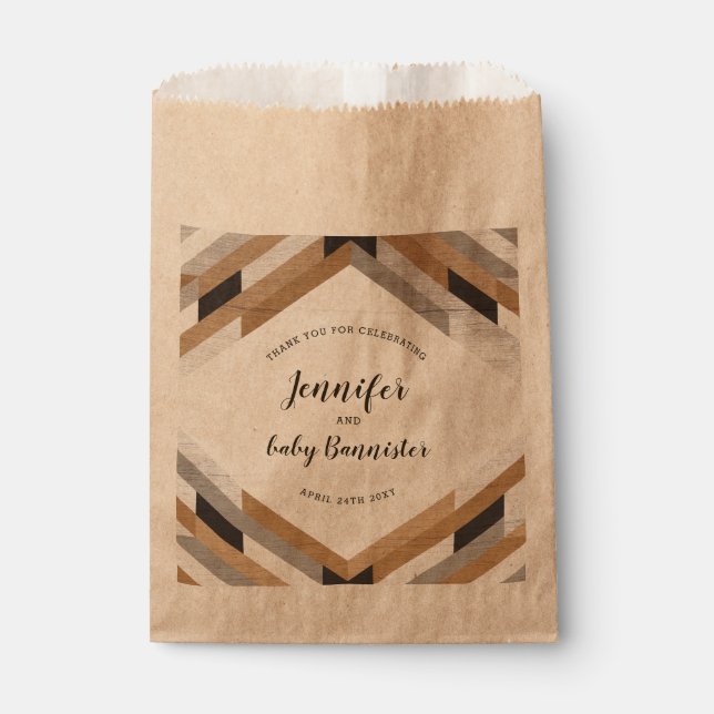 Woodgrain Collage Neutral Baby Shower Gift Bag (Front)