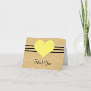 Woodgrain Mod Heart Thank You Card, Yellow
