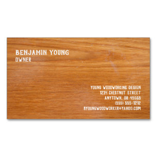 Woodgrain Oak Style Seven Line Custom   Magnetic Business Card