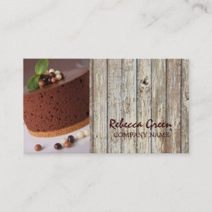 woodgrain rustic dessert chocolate cake bakery business card
