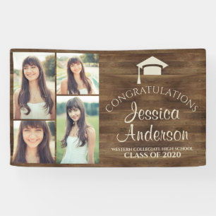 Woodgrain Rustic Wood Photo Template Graduation Banner