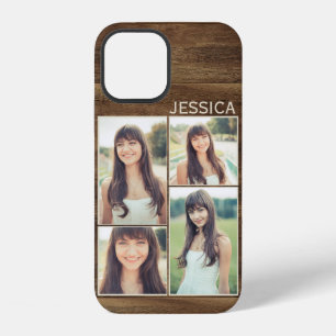 Woodgrain Rustic Wood Selfie Photo Collage iPhone 12 Case