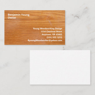 Woodgrain San Serif Style Seven Line Custom   Business Card
