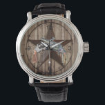 Woodgrain texas star cowboy western country pistol watch<br><div class="desc">Woodgrain texas star cowboy western country dual pistols gifts for cowboy and gun rights supporters.</div>