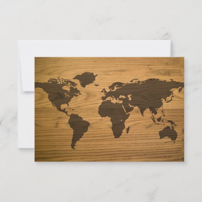 Woodgrain Textured World Map (Front)