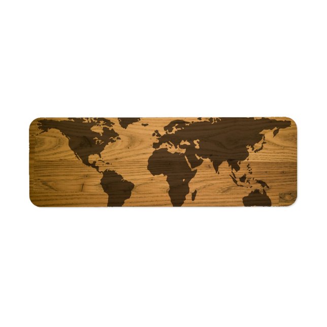 Woodgrain Textured World Map (Front)