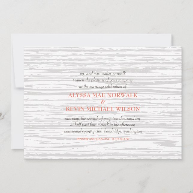 Woodgrain Wedding Invitation (Front)