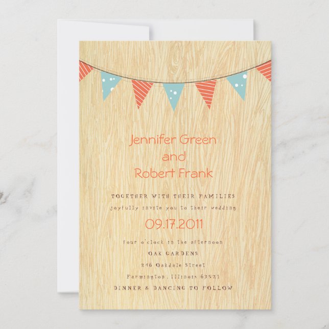 Woodgrain with Banner Invitation (Front)