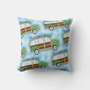 Woodie Surfin Wagon Pattern Cushion