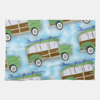 Woodie Surfin Wagon Pattern Tea Towel