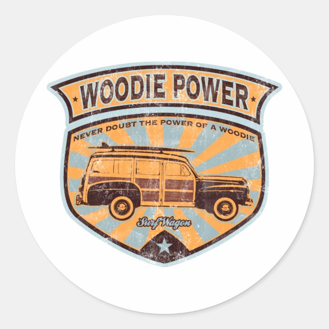 Woodie Wagon Classic Round Sticker (Front)