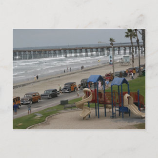 Woodies at the beach postcard