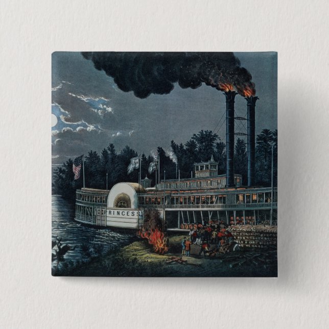 Wooding up' on the Mississippi 15 Cm Square Badge (Front)