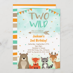 Woodland 2nd Birthday Invitation, Two Wild Invite