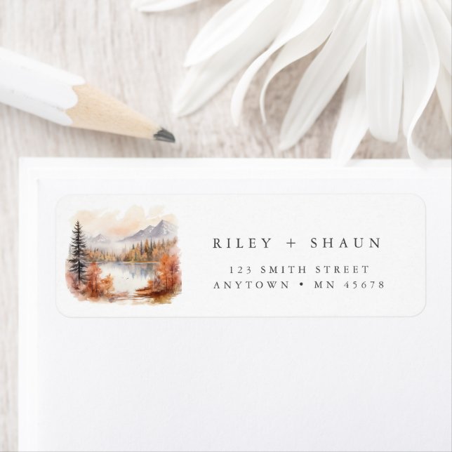 Woodland Address Label Mountains Fall Rustic (Insitu)