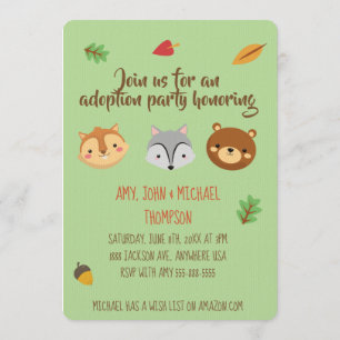 Woodland Adoption Party Announcment - Invitations