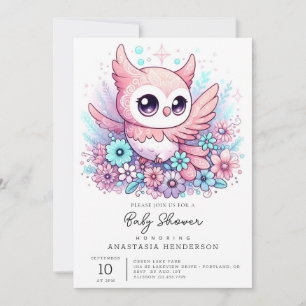 Woodland Adorable Owl Baby Shower Invitation