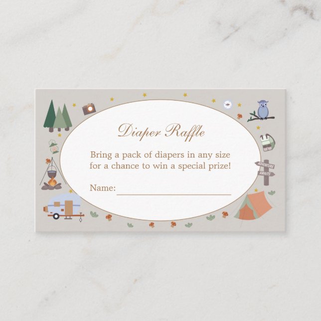 Woodland Adventure Awaits Camping Baby Shower Enclosure Card (Front)