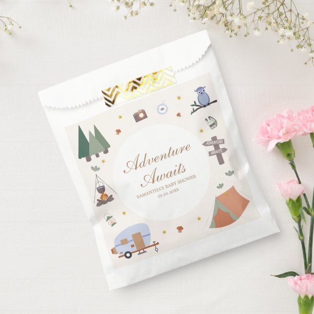 Woodland Adventure Awaits Camping Baby Shower Favour Bags (Sealed)