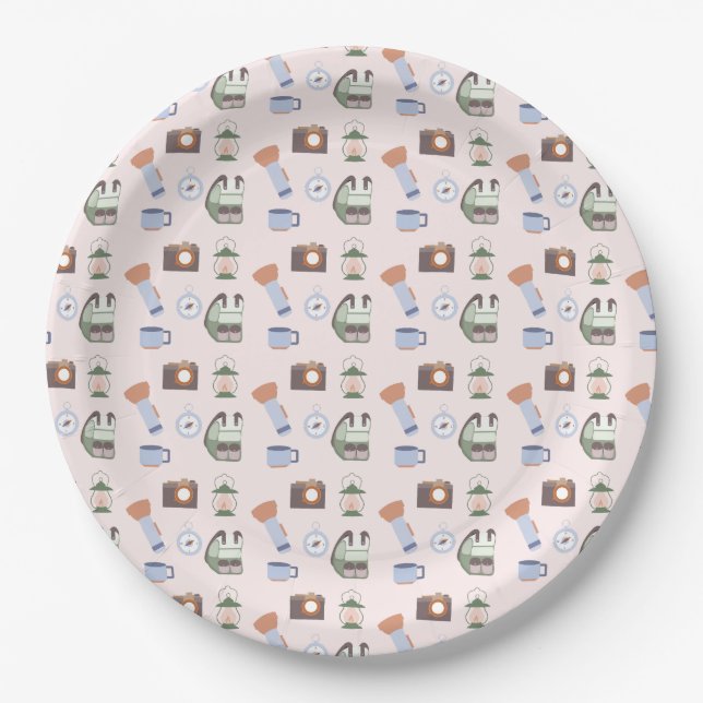 Woodland Adventure Awaits Camping Baby Shower Paper Plate (Front)