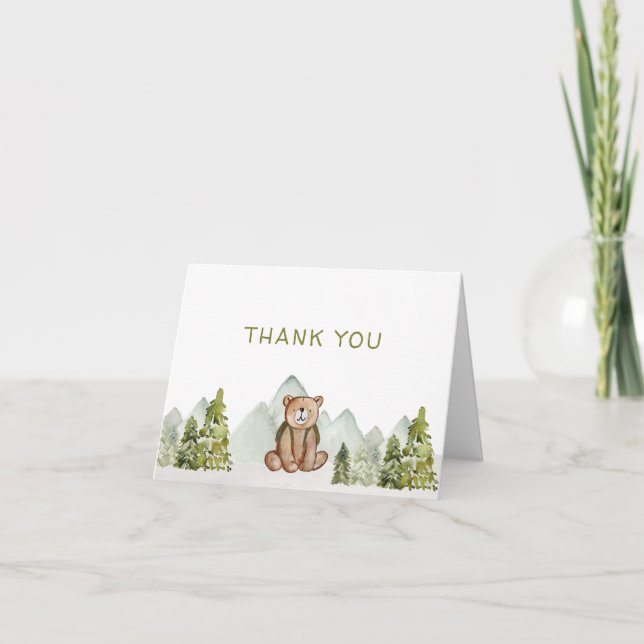 Woodland Adventure Baby Shower Thank You Cards (Front)