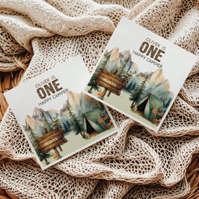 Woodland Adventure Camper Birthday Napkins (Creator Uploaded)