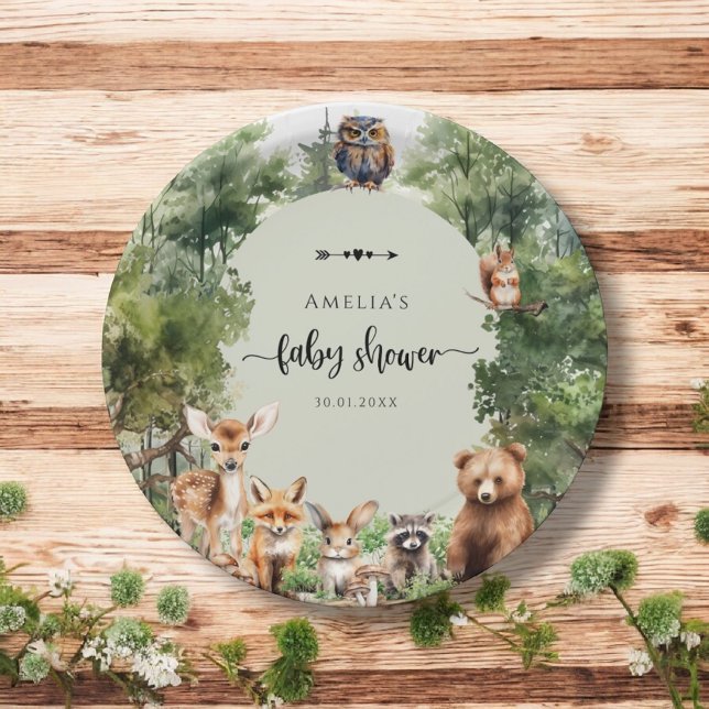 Woodland Adventure Green Forest Decoration  Paper Plate (Creator Uploaded)