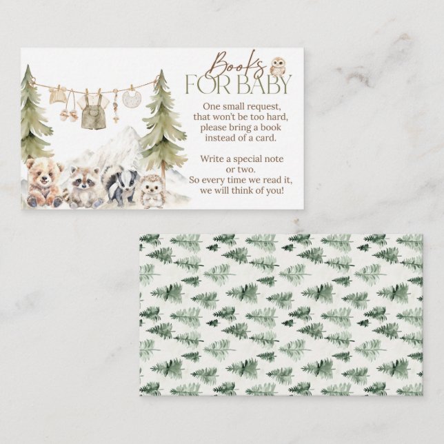 Woodland Adventure Oh Boy Baby Shower Books Enclosure Card (Front/Back)