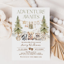 Woodland Adventure Oh Boy Baby Shower Invitation