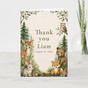 Woodland Adventurer First Birthday Thank You Card