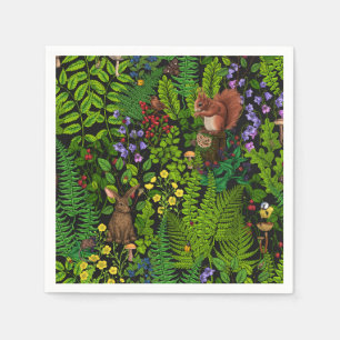 Woodland amimals and plants napkin