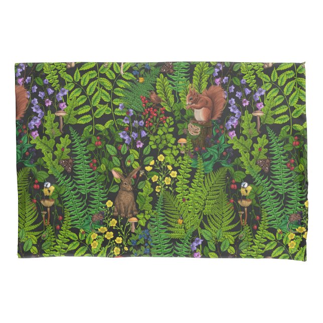 Woodland amimals and plants pillowcase (Front-Left)