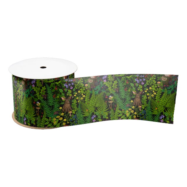 Woodland amimals and plants satin ribbon (Spool)