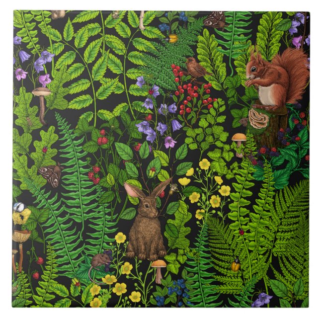Woodland amimals and plants tile (Front)