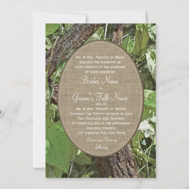 Woodland and Burlap Country Wedding Invitation (Front)