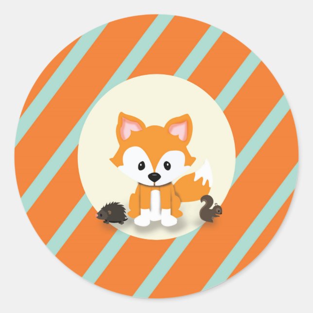 Woodland and Fox Baby Shower Invitation Sticker (Front)