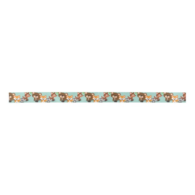 Woodland and Fox Baby Shower Ribbion Satin Ribbon (Front)