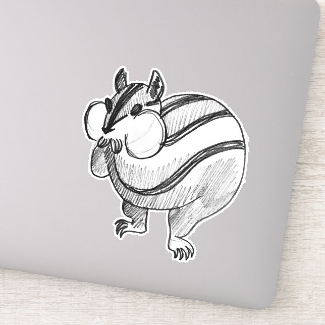 Woodland Animal Art Pencil Cute Chipmunk (Detail)