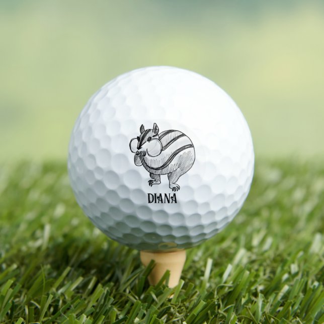 Woodland Animal Art Pencil Cute Chipmunk Golf Balls (Insitu Tee)
