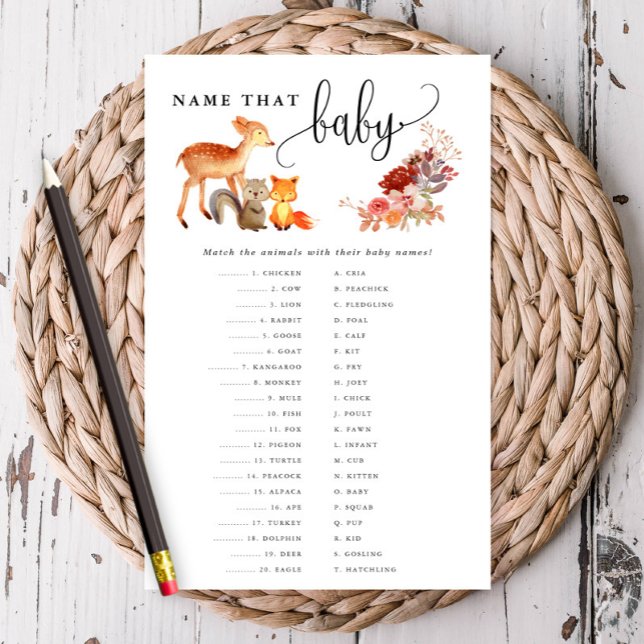 Woodland Animal Baby Matching Paper Game Card (Creator Uploaded)