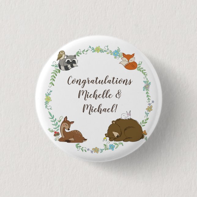Woodland Animal Baby Shower 3 Cm Round Badge (Front)