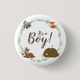 Woodland Animal Baby Shower 3 Cm Round Badge